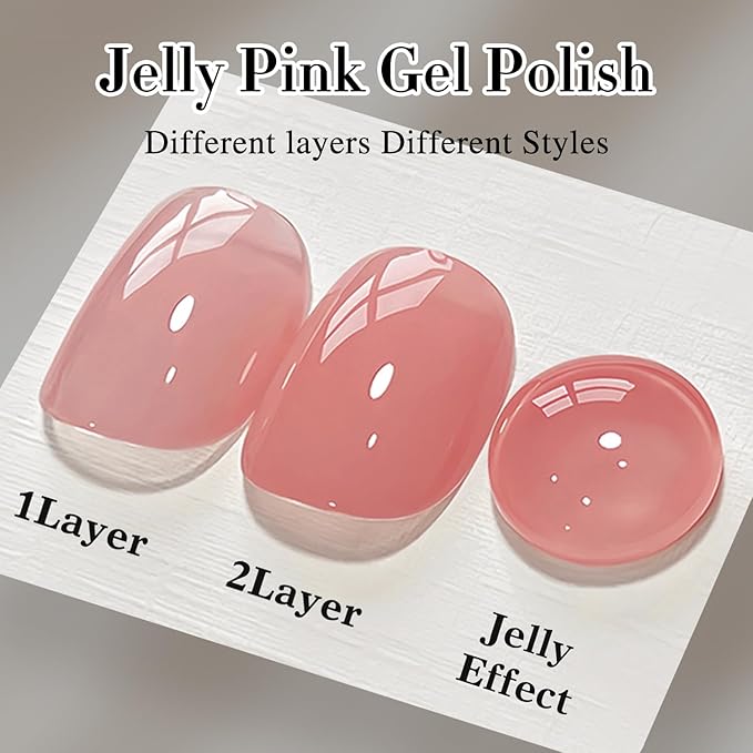 Double Rhythm Translucent Gel Polish Sheer Neutral Natural Light Milky Same Color Same Bottle 15ML Jelly Nail Polish Nail Art DIY at Home (Nude Milky Pink-A1384)-BrightBean Baby