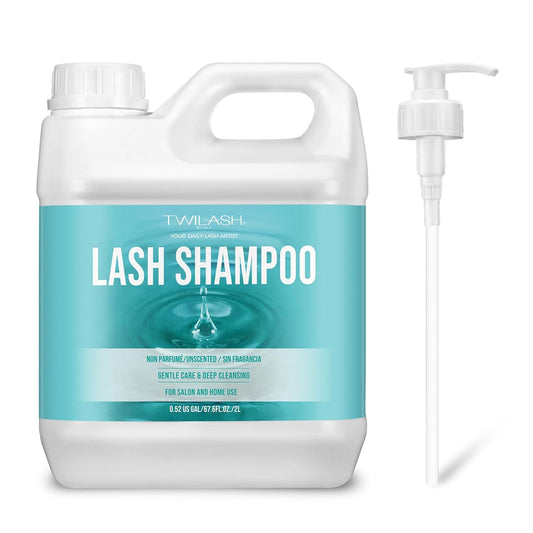 Lash Shampoo Bulk, Eyelash Cleanser for Extensions 2 Liters, Dispenser Pump, Safe Makeup Remover, Non-irritating or Burning Eyelid Foaming Cleanser for Professional Salon and Home Use (Unscented-2L)-BrightBean Baby