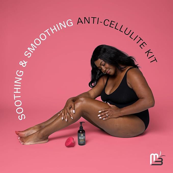 M3 Naturals Anti Cellulite Massage Oil and Silicone Body Brush – Collagen and Stem Cell Skin Tightening Formula for Smoothing and Firming – 8 Fl Oz-BrightBean Baby