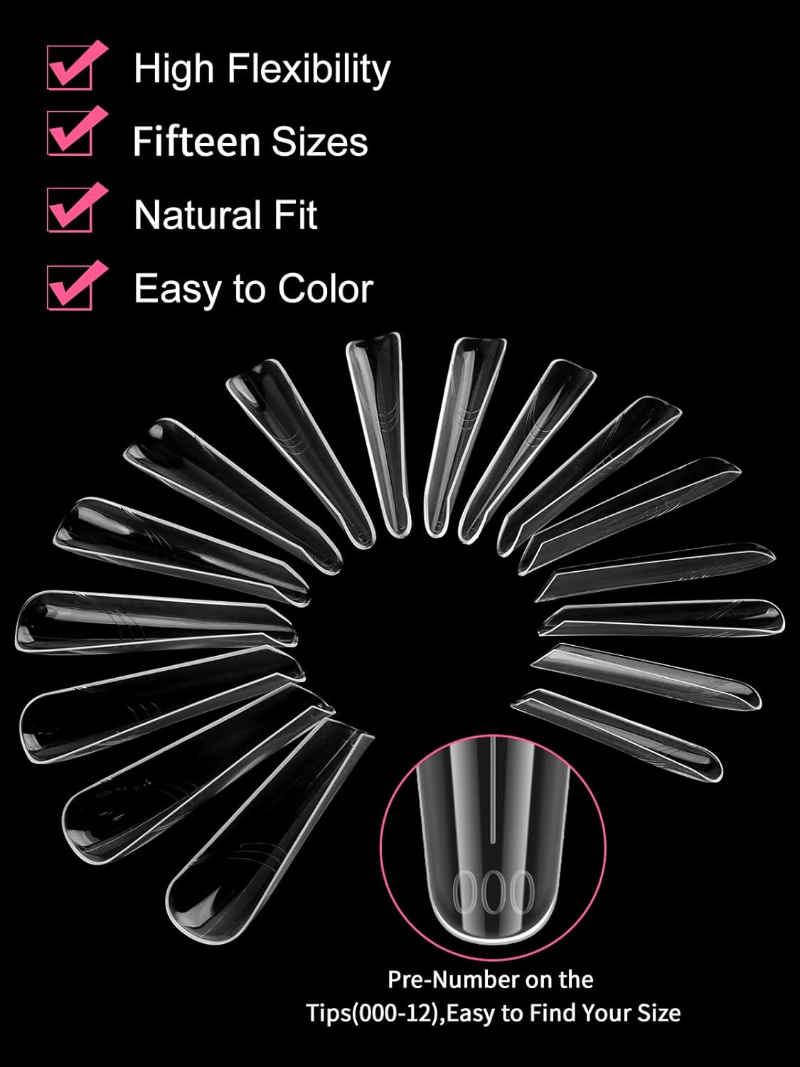EBANKU Dual Nail Forms for Poly Extension Gel, 150 PCS Clear Coffin Nail Molds Reusable 15 Sizes Nail Extension Forms for Builder Gel Manicure Design Salon DIY-BrightBean Baby