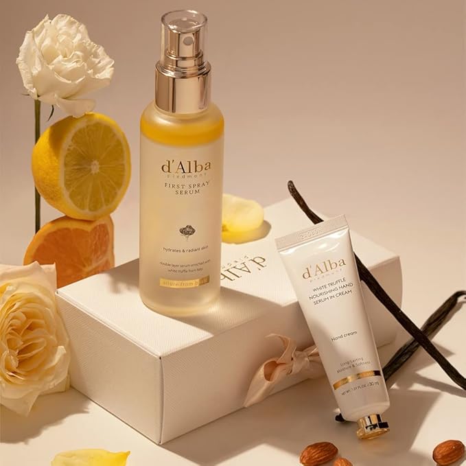 d'Alba All About Korean Skin Care, Gift Set for White Truffle First Spray Serum & Nourishing Hand Cream, Perfect for Mothers Day Gift-BrightBean Baby