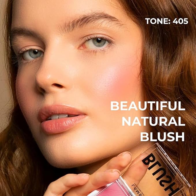 Lamel Pink Blush Cheek Color Mini - Blendable Natural Blush Powder - Enhances & Defines Shapes & Features - Contouring Powder Blush - 4 Universal Shades - № 405 (Pink Blossom) - 3.8g / 0.13 oz-BrightBean Baby