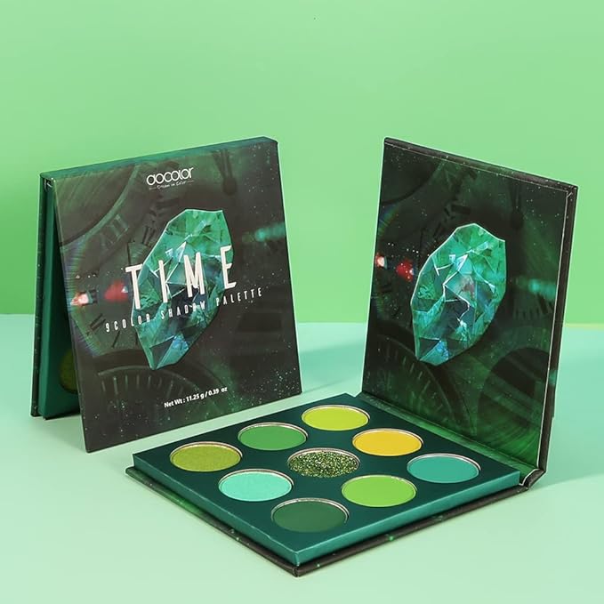 docolor Eyeshadow Palette 9 Colors Green Eyeshadow Gemstone Shadow Palette Highly Pigmented Mattes Shimmers Smokey Glitter Cream Colorful Powder Long Lasting Waterproof Makeup Palette-BrightBean Baby
