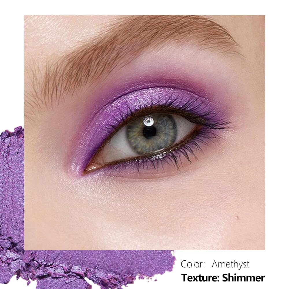 Single Purple Eyeshadow Matte Shimmer Finish Soft Texture High Pigment Long Lasting Magnetic Refill for DIY Eyeshadow Palette (Amethyst)-BrightBean Baby