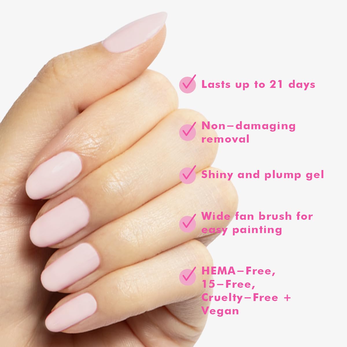 Olive & June Gel Polish | UV LED Nail Lamp Needed | Long Lasting Formula | Up to 21 Days of Wear | Damage-Free Removal | Salon-Quality Manicure, Pedicure at Home | GH | Baby Pink-BrightBean Baby