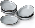 famiware Ocean Soy Sauce Dishes of 6, Oval Dipping Sauce Cups/Bowls/Dishes for Kitchen, 2.1oz Ceramic Small Bowls for Side Dish, Appetizers, Snacks, and Sushi, Reactive Glaze, Dishwasher Safe, Grey
