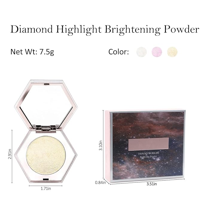 Erinde Champagne Gold Face Highlighter Makeup Palette, Shimmer Diamond Glitter Highlighter Powder for Face Body, Face Highlighters Makeup & luminizers Palette, Long-Lasting Lightweight, 03#-BrightBean Baby