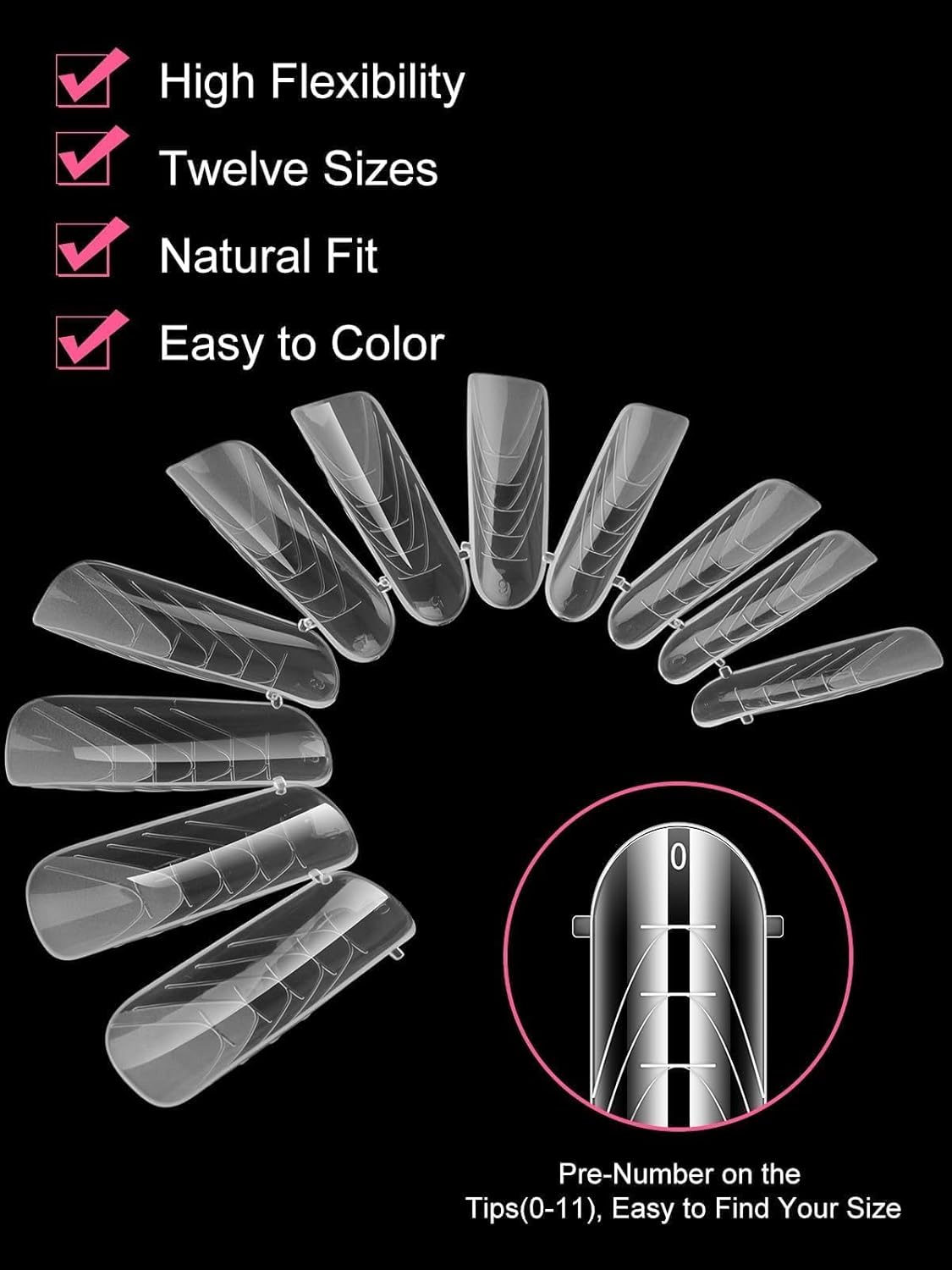 TOROKOM Poly Extension Gel Dual Nail Forms Nail Forms, 120Pcs Full Cover Coffin Nail Molds 12 Sizes for Gel Manicure Nail Art Design Salon&DIY-BrightBean Baby