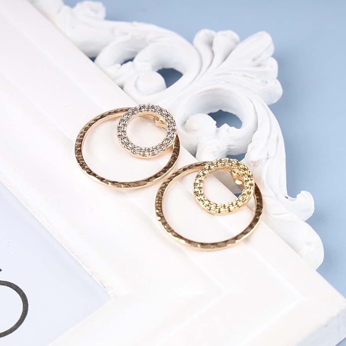 Vintage Crystal Circle Ear Jacket Earrings CZ Hollow Circle Hoop Earrings Gold Circle Earrings Minimalist Geometric Circle Stud Earrings Jewelry for Women-BrightBean Baby