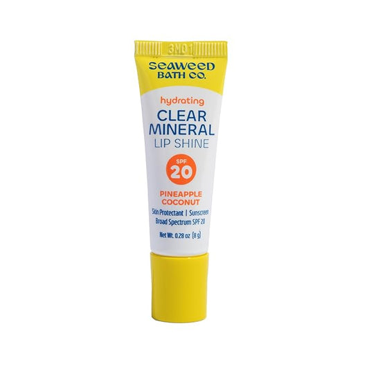Seaweed Bath Co. Hydrating Clear Mineral Lip Shine SPF 20 Sunscreen Zinc Oxide Lip Balm, 0.28 Oz, Moisturizing Care for Dry, Chapped Lips-BrightBean Baby
