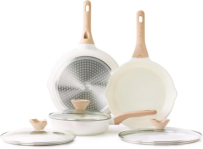Kordisen Ceramic Nonstick Frying Pan Set with Lid 3 Piece - 9.5, 11, 12.5 Inch Non Toxic