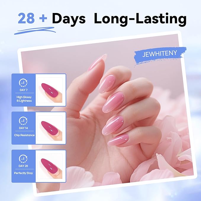 JEWHITENY 28 Colors Poly Nail Gel Set - 15ml Nude Pink Brown Black Grey Blue Yellow Tones for French Manicure DIY Nail Art Salon & Home Use Holiday Gift-BrightBean Baby