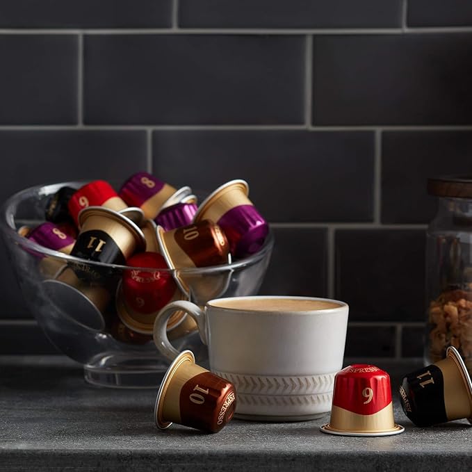 Peet's Coffee, Dark and Medium Roast Espresso Capsules Variety Pack, Compatible with Nespresso Original Machine - Intensity 8-11, 40 Count (4 Boxes of 10 Espresso Capsules)
