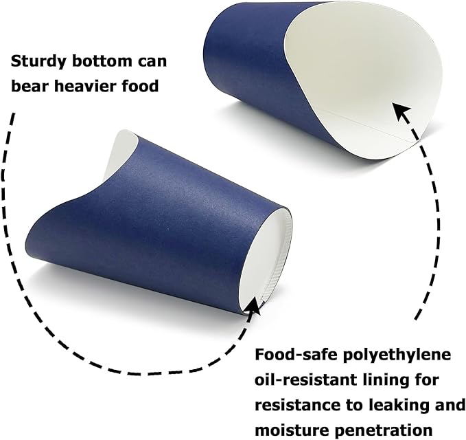 CAMKYDE 100 Pcs French Fries Holder, 12oz Disposable Paper French Fry Cups Navy Charcuterie Cups for all Occasions (12oz, Navy)