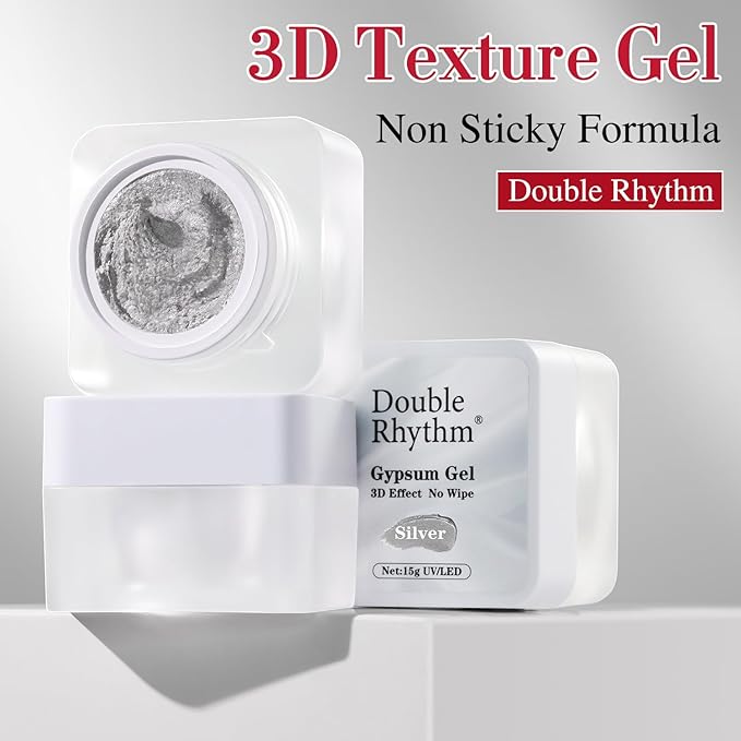 Double Rhythm 3D Nail Gel Solid Sculpting Gel for Nail Art Non-Sticky Hard Gel for Building Carving Molding Nail Extension Soak Off UV/LED Salon Home DIY 0.5 Oz (Gypsum Silver Gray)-BrightBean Baby