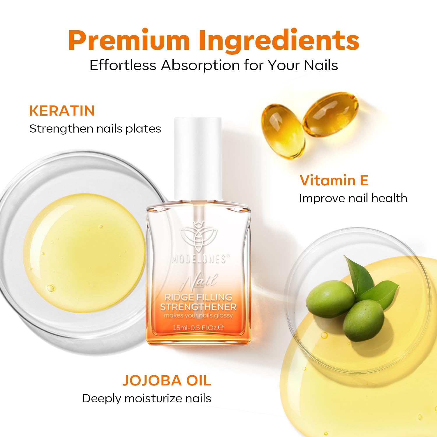 modelones Nail Strengthener Clear Nail Polish Repair for Damaged Nail Hardener Extra Strong and Growth Crystal Clear 15ml-BrightBean Baby