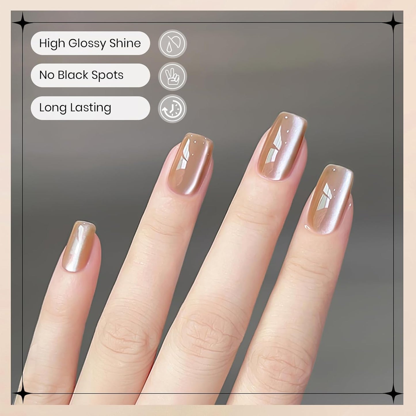 Moonlight Cat Eye Gel Nail Polish 10ml Silk Magnetic Nail Polish Glass Cateye Gel Polish with Magnetic Stick Soak Off UV LED Nail Lamp Nail Art Manicure Salon Home DIY 002, Milky Coffee-BrightBean Baby