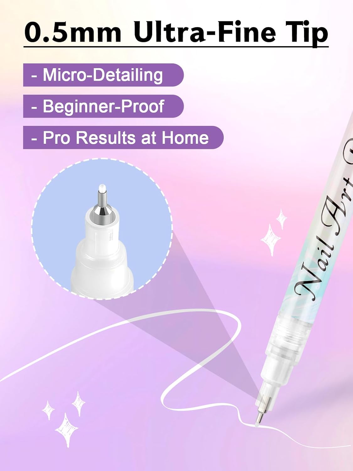 1 PCS White Nail Art Polish Pens, Kalolary 0.5mm Nail Art Markers Nail Point Graffiti Dotting Pen Drawing Painting Liner Brush for DIY Nail Art Beauty Adorn Manicure Tools-BrightBean Baby