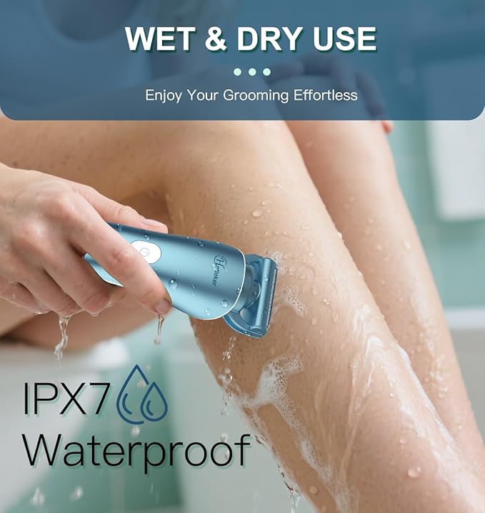 Hatteker Women's Electric Shaver Bikini Trimmer Hair Trimmer for Women Electric Razor for Legs Bikini Underarm Public Hairs Led Display IPX7 Waterproof Gift for Women (Blue)-BrightBean Baby