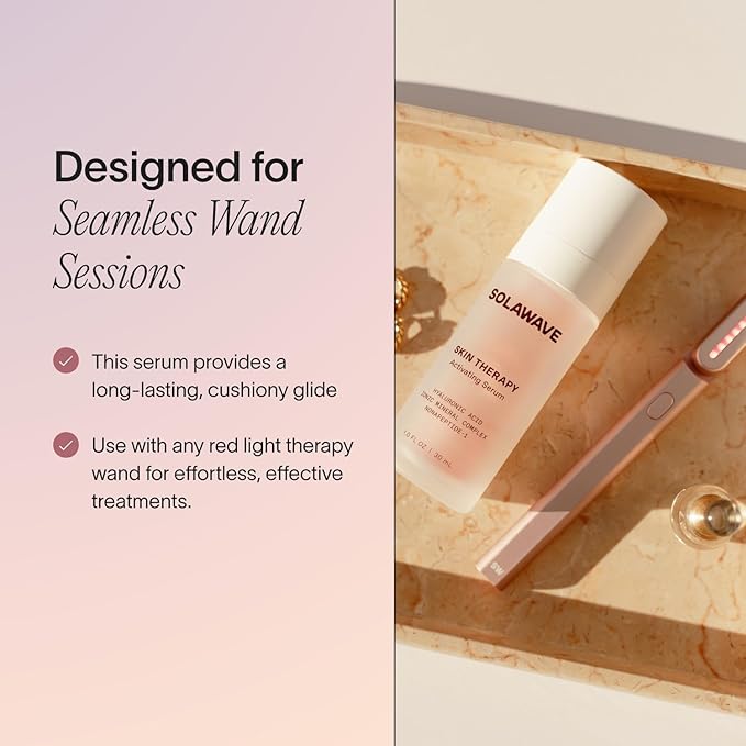 Solawave Wand Skin Therapy Activating Serum | Hyaluronic Acid and Peptides | Enhance Skincare Device Results | Hydrating Microcurrent Galvanic Current | Wrinkle Smoothing-BrightBean Baby