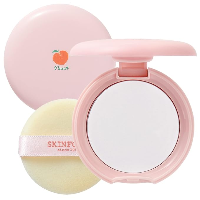 SKINFOOD Peach Cotton Pore Blur Pact - Sebum Control Pack with Silky Texture - Long Lasting Makeup Fixing - Pore Primer with Mineral Powder for Oily Skin - Pore Quick Minimizer-BrightBean Baby