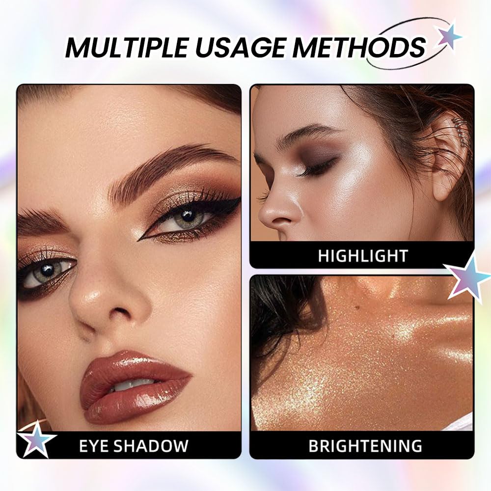 Kaely 8 Colors Cream Eyeshadow Contour Highlighter Palette Makeup, Nude Rose Pink Chocolate Coffee Beige Brown Matte Shimmer Glitter Highly Pigmented Eye Shadow Palette for Older Women Waterproof-BrightBean Baby