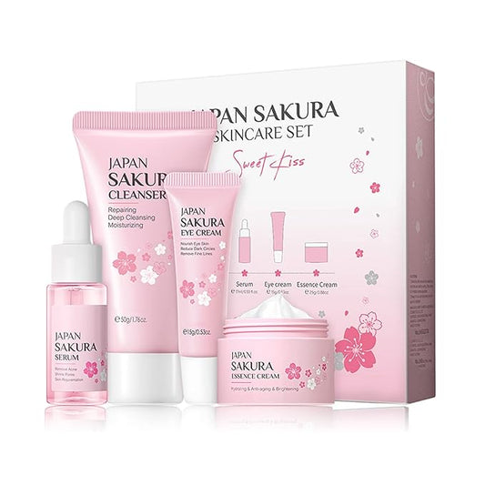 Skin Care Set - Sakura Skin Care Sets & Kits - Women Gift Sets with Cleanser,Serum,Eye Cream,essence Cream - Beauty Products For Women - Skin Care Routine Travel Kit (SetB)-BrightBean Baby