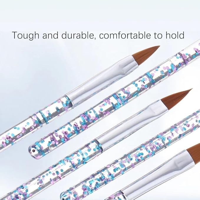 5pcs Nail Art Brushes Set, Nail Art Design Pen Painting Tools with Nail Extension Gel Brush, Nail Polish Brush, Builder Nail Gel Brush, Nail Dotting Pen Salon at Home Diy Manicure (Blue)-BrightBean Baby