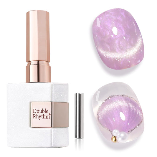 Double Rhythm 15ML Ice Glass Cat Eye Gel Polish with Magnet Holographic Glitter Shimmer Translucent Sheer Color Salon Soak Off Magnetic Nail at Home (Mermaid Purple-MC1136)-BrightBean Baby