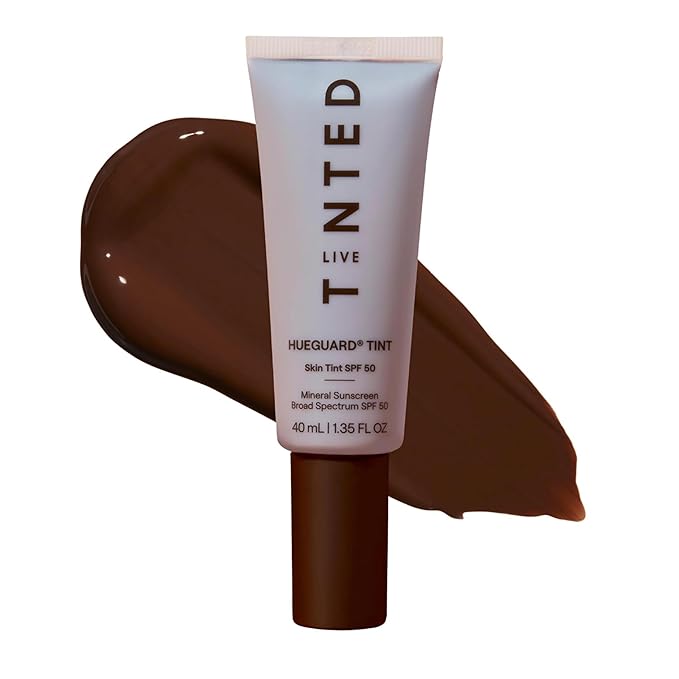 Live Tinted Hueguard Skin Tint SPF 50 - Tinted Mineral Sunscreen with Light-Medium Buildable Coverage With a Hydrating and Radiant Finish - Water and Sweat Resistant, 1.35 fl oz - Shade 01-BrightBean Baby