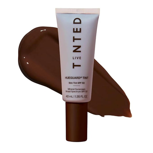 Live Tinted Hueguard Skin Tint SPF 50 - Tinted Mineral Sunscreen with Light-Medium Buildable Coverage With a Hydrating and Radiant Finish - Water and Sweat Resistant, 1.35 fl oz - Shade 01-BrightBean Baby
