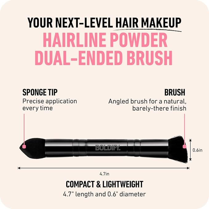 BOLDIFY Dual-Ended Hairline Powder Brush - Precision Makeup Brush Set with Sponge Tip for Seamless Blending - Ideal as a Concealer Brush, Hair Contour Brush, and Root Touch Up-BrightBean Baby