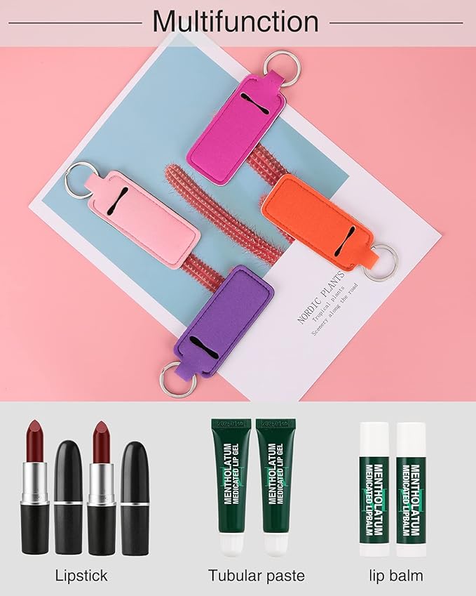 Chapstick Holder Lip Balm Sleeve Pouch Chapstick Holder With Clip Lipstick Lip Gloss Holder Stocking Stuffers Gift for Women (7pcs)-BrightBean Baby