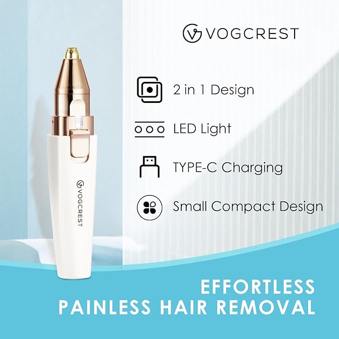Rechargeable Eyebrow and Facial Hair Remover for Women - 2 in 1 Razor with Built-in LED Light for Painless Hair Removal-BrightBean Baby
