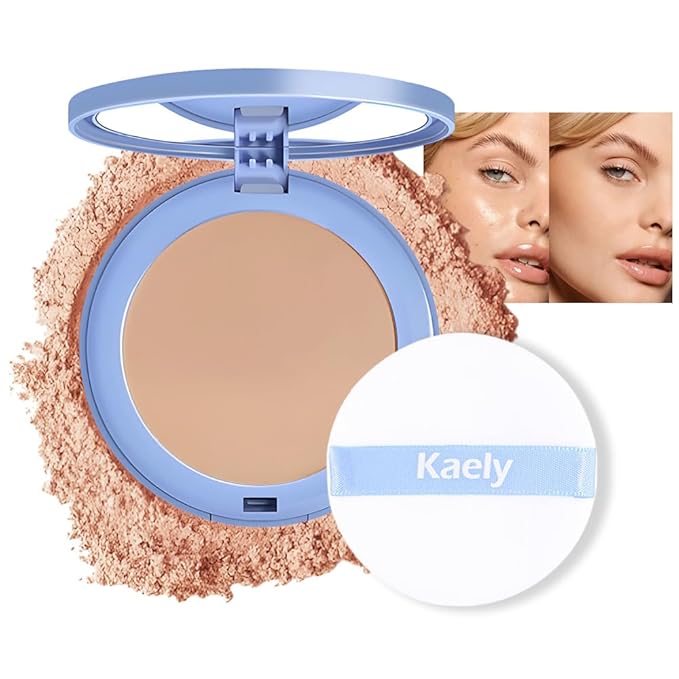 evpct Kaely Oil Control Pressed Face Powder, Get Smooth Flawless Fine Lines and Lightweight Finishing Foundation, Control Shine Long Lasting Waterproof Face Setting Powder Cosmetic, 08 Golden Beige-BrightBean Baby