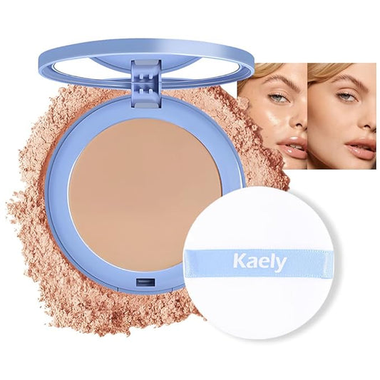 evpct Kaely Oil Control Pressed Face Powder, Get Smooth Flawless Fine Lines and Lightweight Finishing Foundation, Control Shine Long Lasting Waterproof Face Setting Powder Cosmetic, 08 Golden Beige-BrightBean Baby