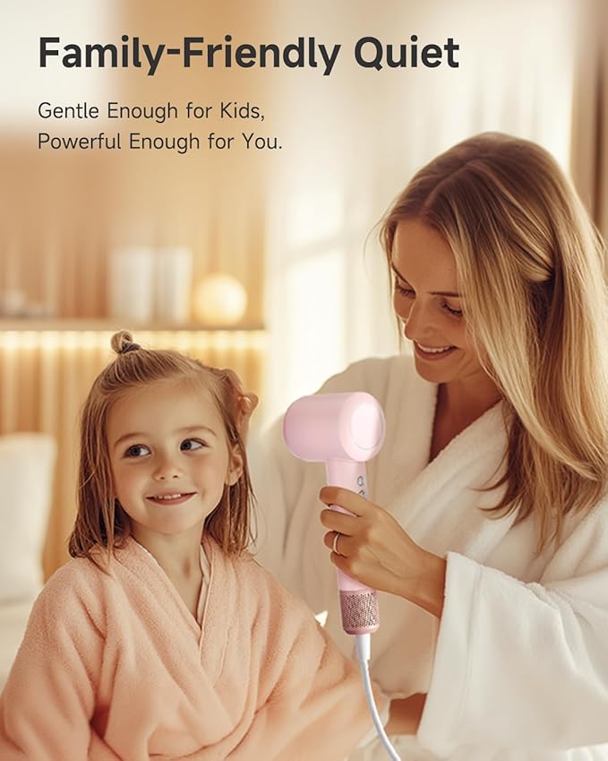 PLUZZ Ionic Hair Dryer with Diffuser, Professional High-Speed Blow Dryer for Women & Men, 110,000 RPM Brushless Motor Fast Drying & Low Noise, Thermo-Control, Lightweight & Compact for Home and Travel-BrightBean Baby