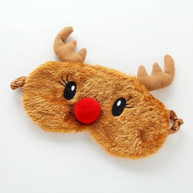 Cute Eye Mask for Sleeping Plush Cartoon Animal Sleep Plush Eye Mask Relaxation Suitable for Travel Family Party Toys for Christmas Elk Deer-BrightBean Baby