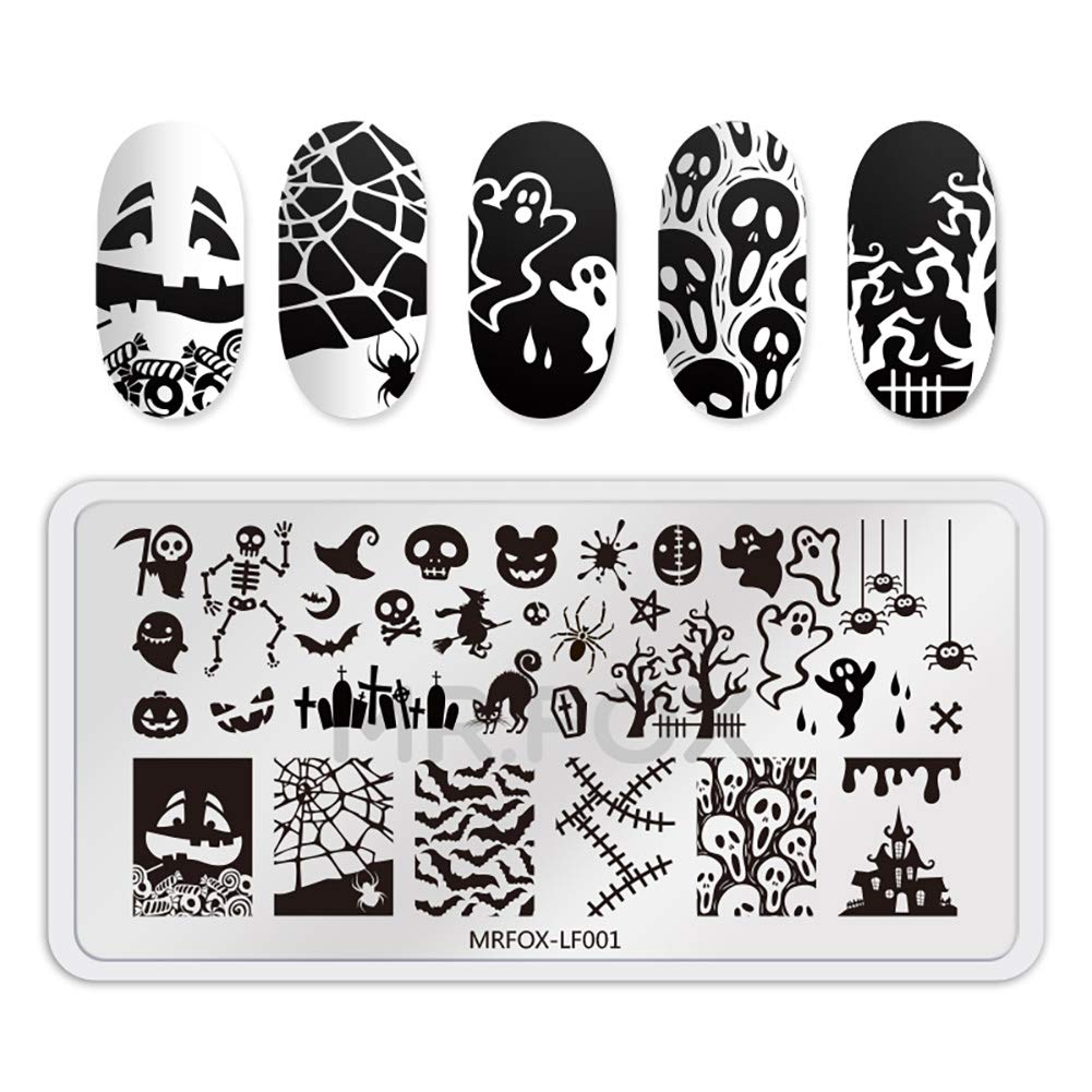 Mr. Fox Nail Printing Board Set Halloween Flame Leopard, Zebra and Snake Motifs Nail Art DIY Stamping Template-BrightBean Baby