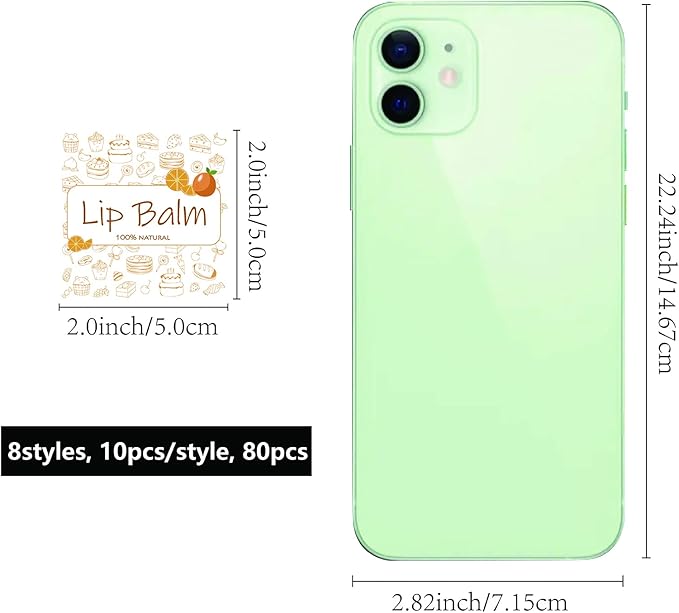 CRASPIRE Lip Balm Labels 80pcs Homemade Lip Balm Labels 2” Clear Lip Balm Labels for Tubes Printable Waterproof Lip Balm Stickers Labels for Lip Balm Handcream Candle Container（Food Logo）-BrightBean Baby