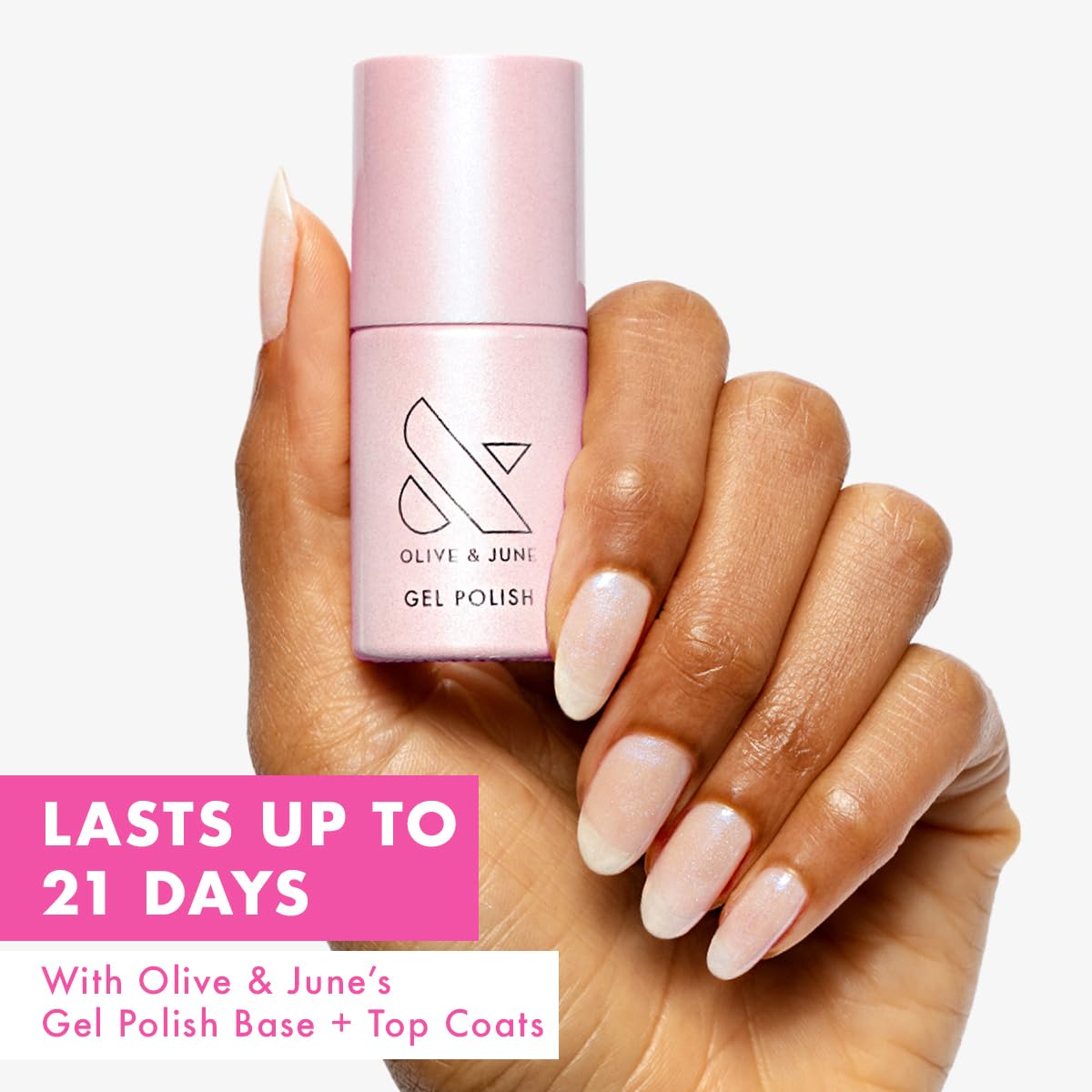 Olive & June Gel Polish | UV LED Nail Lamp Needed | Long Lasting Formula | Up to 21 Days of Wear | Damage-Free Removal |Salon-Quality Manicure at Home | Pink Goldfish | Pink Iridescent-BrightBean Baby