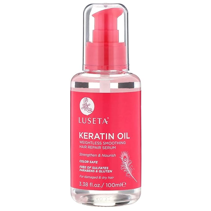 Luseta Keratin Hair Oil Serum for Color Treated Damaged & Dry Hair Strengthening & Nourishing, Keratin Hair Treatment Oil, Free of Sulfates, Paraben and Gluten 3.38 oz-BrightBean Baby