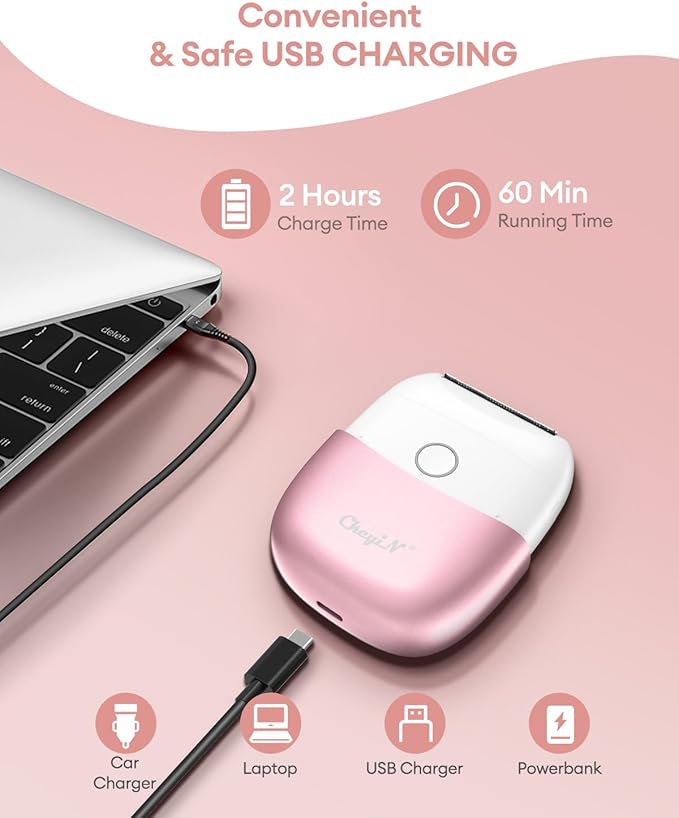 CkeyiN Electric Shaver for Women, IPX65 Waterproof Dry Wet Use Women's Electric Razor for Legs, Armpit, Bikini Public Hair Trimmer with Detachable Head, Cordless/Portable/Rechargeable Foil Shaver-BrightBean Baby