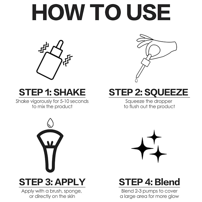 FOCALLURE Starfall Glowing Liquid Highlighter, Shimmering Body Oil, Non-Sticky Shimmer Liquid Luminizer, Non-Greasy, Face & Body Glitter Makeup for Costumes, Cosplay, Rave Festival, FIRELY FOREST-BrightBean Baby