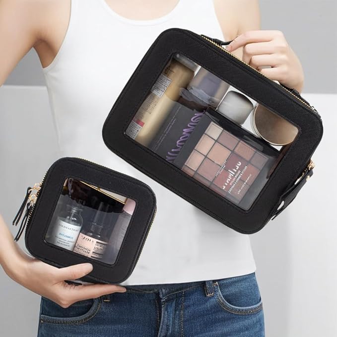 Clear Makeup Bag Small, TSA Approved Portable Toiletry Bag with Zipper Cosmetic Travel Bag Makeup Organizer Case Mini Makeup Pouch for Purse Car Organizer Bag for Women Men-BrightBean Baby