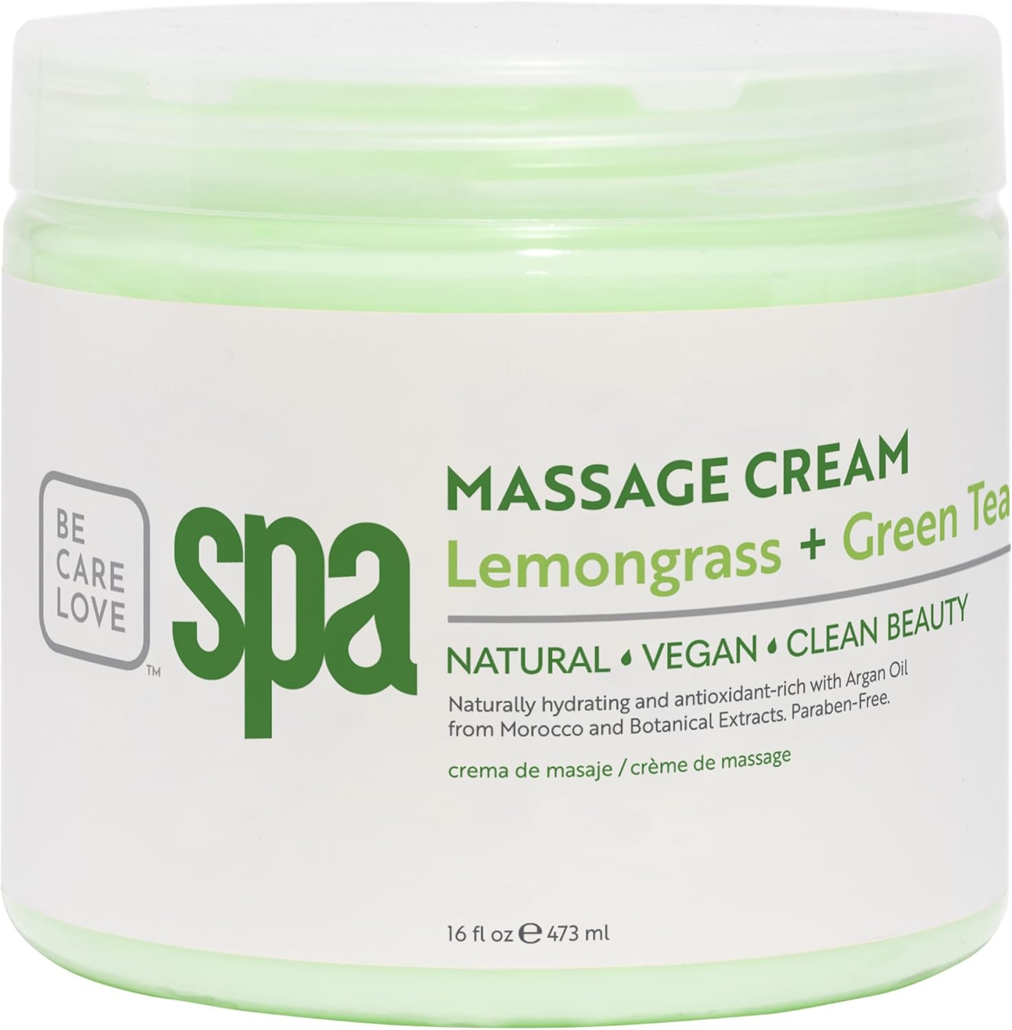 BCL SPA Massage Cream organic Lemongrass + Green Tea body lotion with shea butter, aloe vera, peppermint, argan and jojoba oils body cream to soothe, calm & revitalize the skin. Home/Pro use 16 fl oz-BrightBean Baby