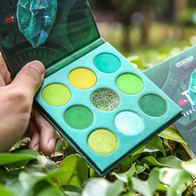 docolor Eyeshadow Palette 9 Colors Green Eyeshadow Gemstone Shadow Palette Highly Pigmented Mattes Shimmers Smokey Glitter Cream Colorful Powder Long Lasting Waterproof Makeup Palette-BrightBean Baby