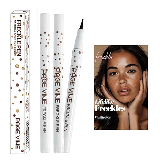 2 Pack Freckle Pen,Liquid Face Fake Freckles Makeup Pen to Create Natural Freckle Makeup and Freck beauty,Fake Freckles Waterproof for Lifelike Sunkissed Makeup,Mole Pen (02Medium+03Dark)-BrightBean Baby