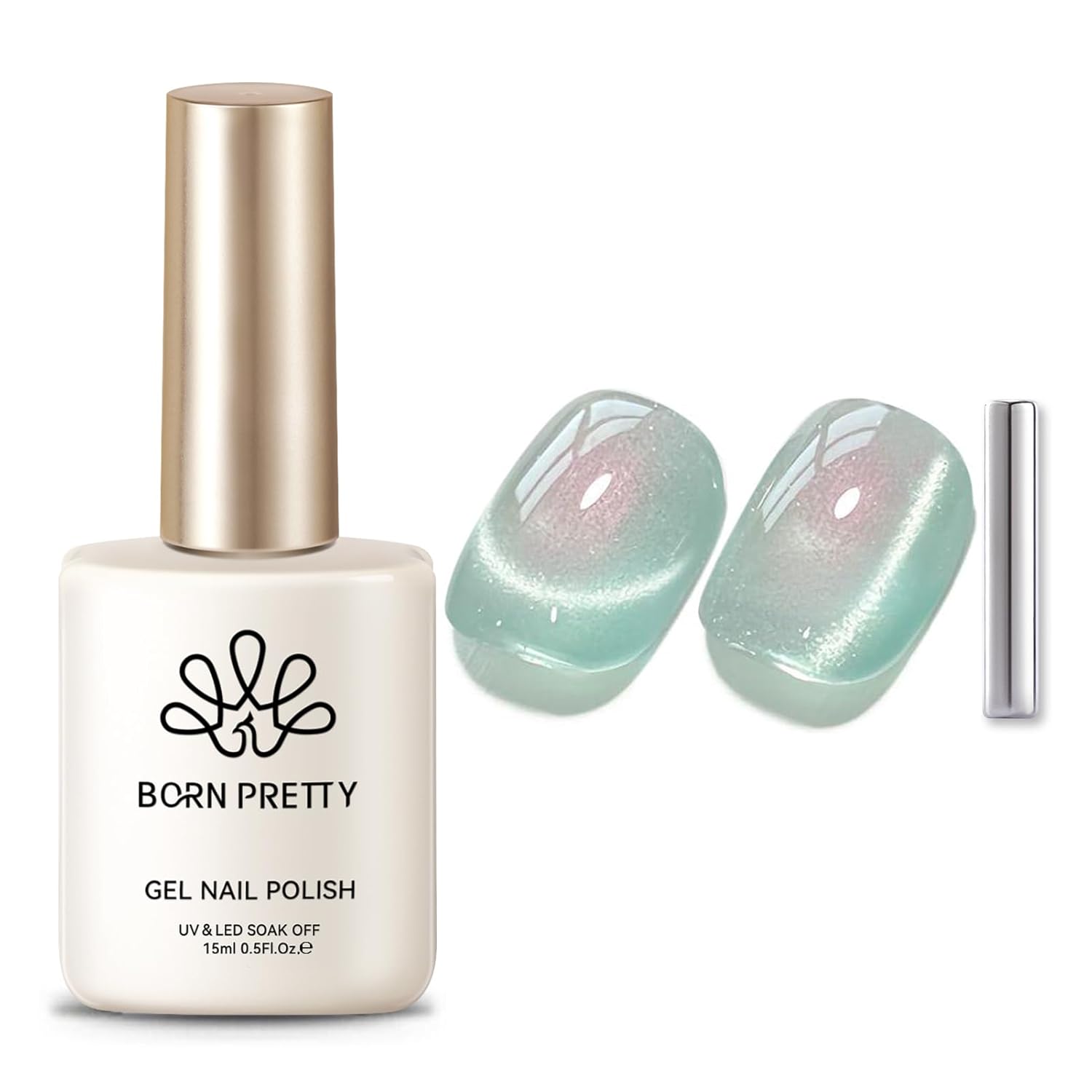 BORN PRETTY Cat Magnetic Eye Gel Nail Polish,Tuberose Green Magnetic Gel Polish Shimmer Magnetic Eye Gel Manicure Nail Art DIY 15ml-BrightBean Baby