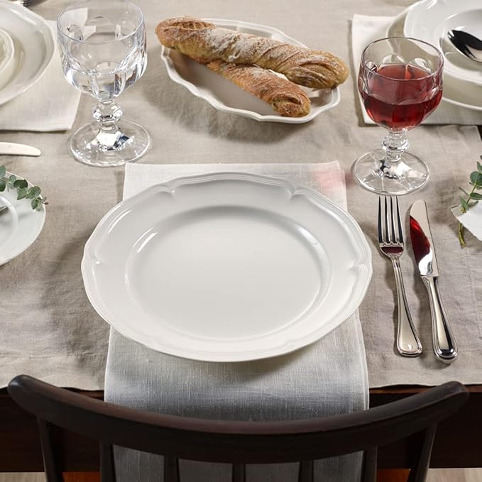 Villeroy & Boch Manoir Dinner Plate, Premium Porcelain, Made in Germany, 10.5 in, White